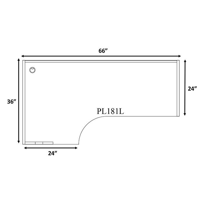 Performance Classic PL181L 66" PORKCHOP CREDENZA-LEFT- GRAY