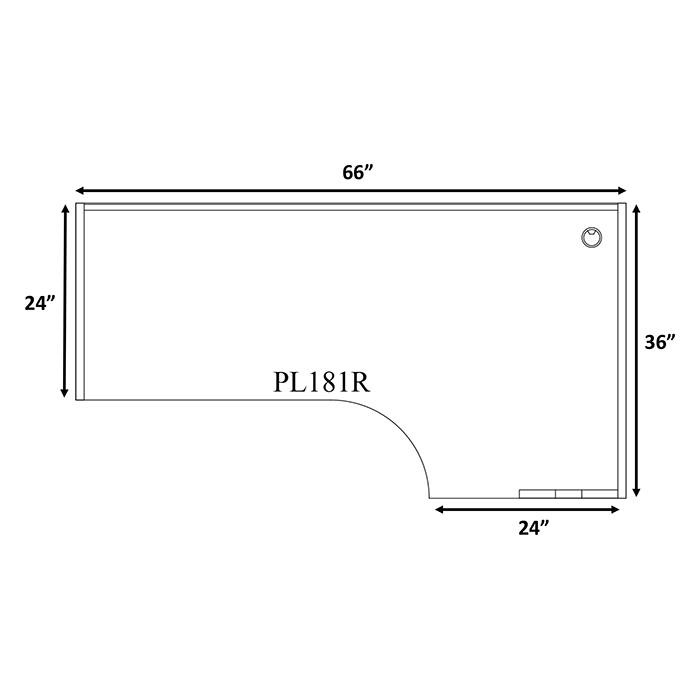Performance Classic PL181R 66" PORKCHOP CREDENZA-RIGHT- NEWPORT GRAY