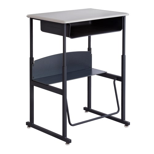 AlphaBetter® Adjustable-Height Stand-Up Desk, 28 x 20" Standard Top, Book Box and Swinging Footrest Bar