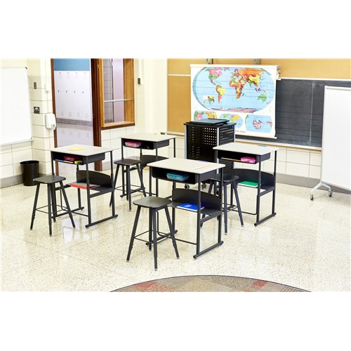AlphaBetter® Adjustable-Height Student Stool with Thermoplastic Seat and Tip-Resistant Base