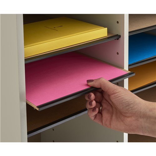 Wood Adjustable Literature Organizer - 12 Compartment