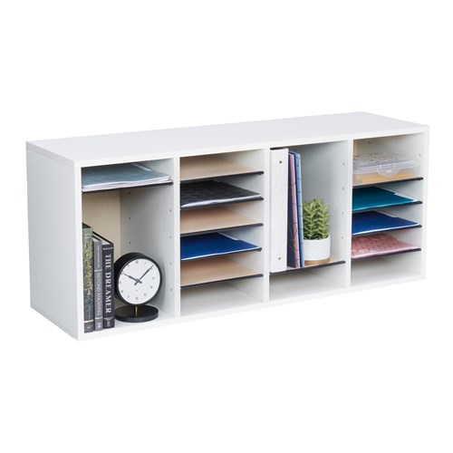 Wood Adjustable Literature Organizer, 24 Compartment