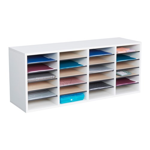 Wood Adjustable Literature Organizer, 24 Compartment