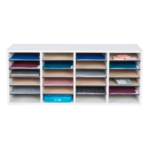 Wood Adjustable Literature Organizer, 24 Compartment