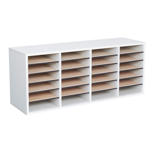 Wood Adjustable Literature Organizer, 24 Compartment