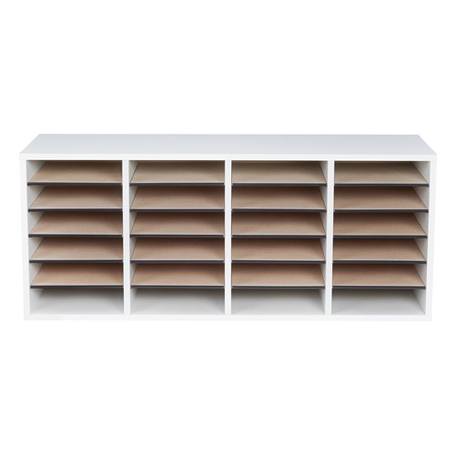 Wood Adjustable Literature Organizer, 24 Compartment
