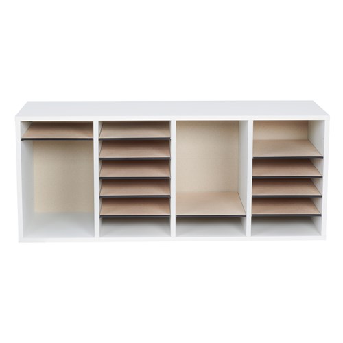 Wood Adjustable Literature Organizer, 24 Compartment