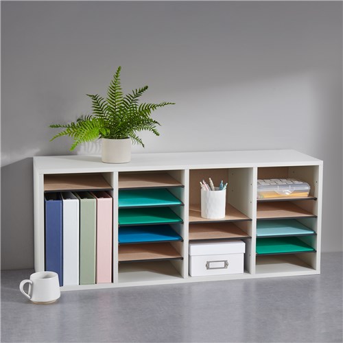 Wood Adjustable Literature Organizer, 24 Compartment