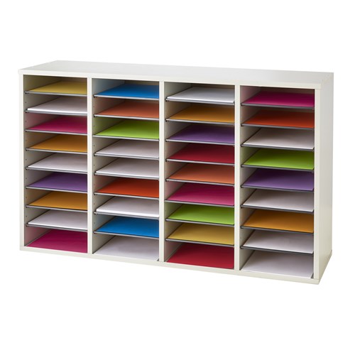 Wood Adjustable Literature Organizer, 36 Compartment