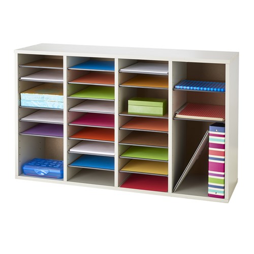 Wood Adjustable Literature Organizer, 36 Compartment