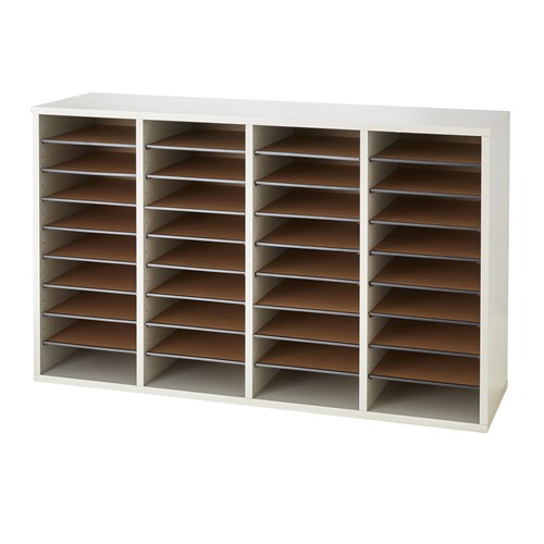 Wood Adjustable Literature Organizer, 36 Compartment