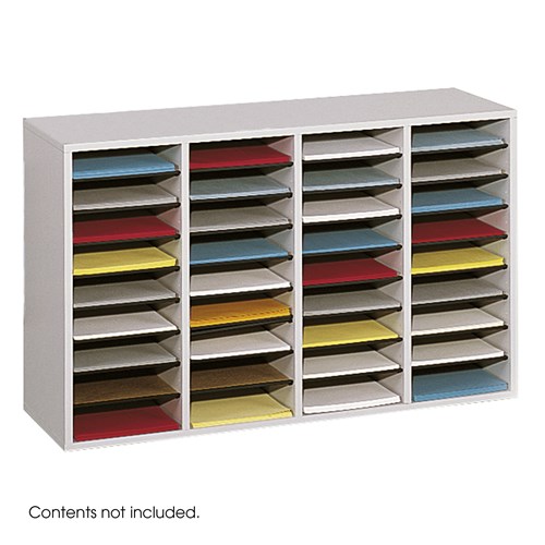 Wood Adjustable Literature Organizer, 36 Compartment
