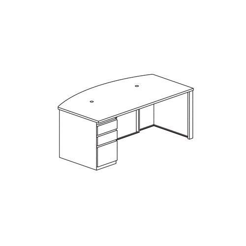 CSII™ Bow Front Desk, B/B/F, 39" D