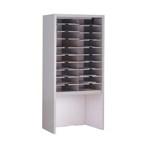 Mailflow Systems Sorter, Closed Back w/ 7" Elevation; 24 Sorting Pockets 15”D without Plexi Doors