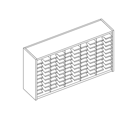Mailflow Systems Sorter, Closed Back; 50 Sorting Pockets 15"D without Plexi Doors.