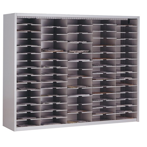 Mailflow Systems Sorter, Closed Back w/ 7" Elevation; 60 Sorting Pockets 15”D without Plexi Doors