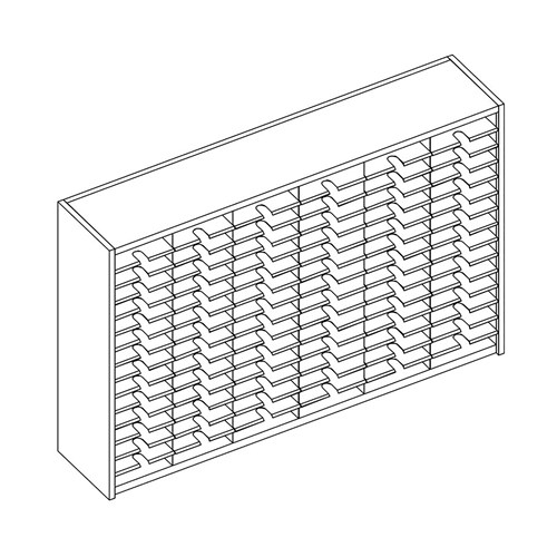Mailflow Systems Sorter, Closed Back; 90 Sorting Pockets 15”D without Plexi Doors
