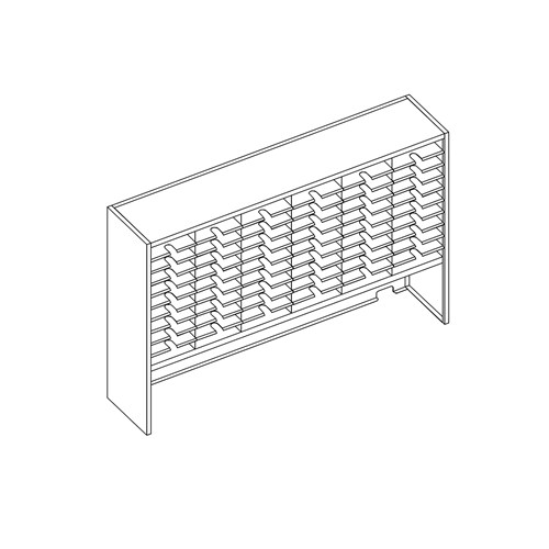 Mailflow Systems Sorter, Closed Back w/ 15" Elevation; 60 Sorting Pockets 15”D without Plexi Doors