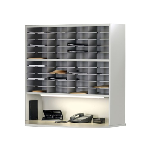 Mailflow-to-Go 2-Tier Sorter, Riser, 48"W x 13 1/4"D x 46 1/4"H, (40) 3"H Sorting Pkts