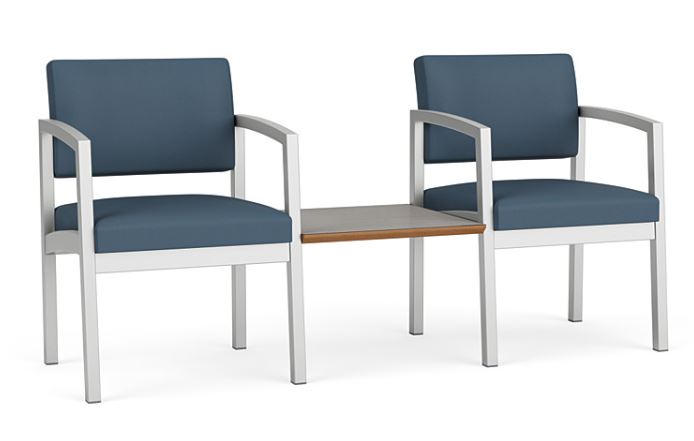 Lenox Steel 2 Chairs with Connecting Center Table